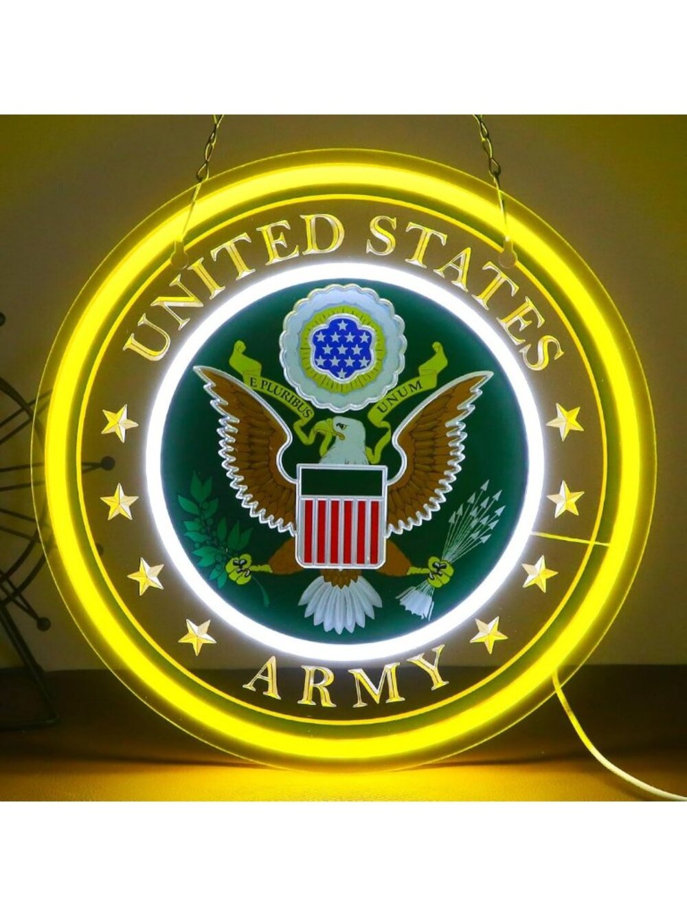 Army Neon Sign - Military Wall Decor for Man Cave, Bedroom & Bar - USB Powered